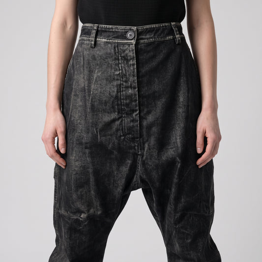 Black Distressed Denim Trousers