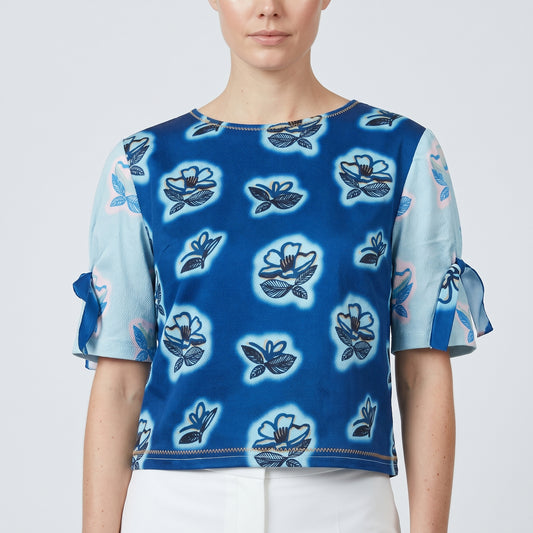 Floral Printed Ruffled Sleeve Top