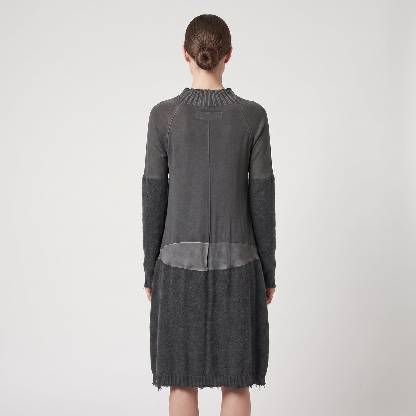 Textured Panel Long Knit Sweater