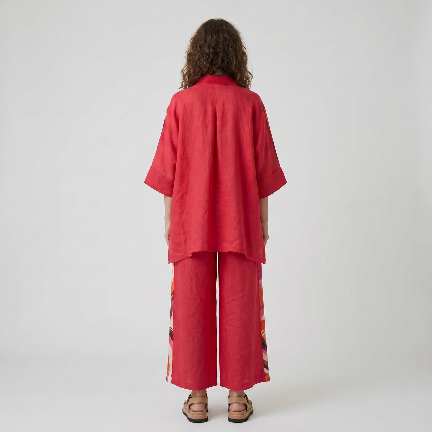 Abstract Print Linen Blouse