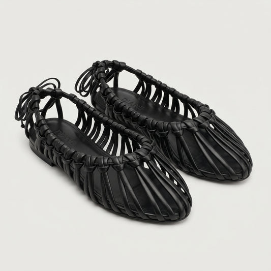 Woven Leather Cage Sandals