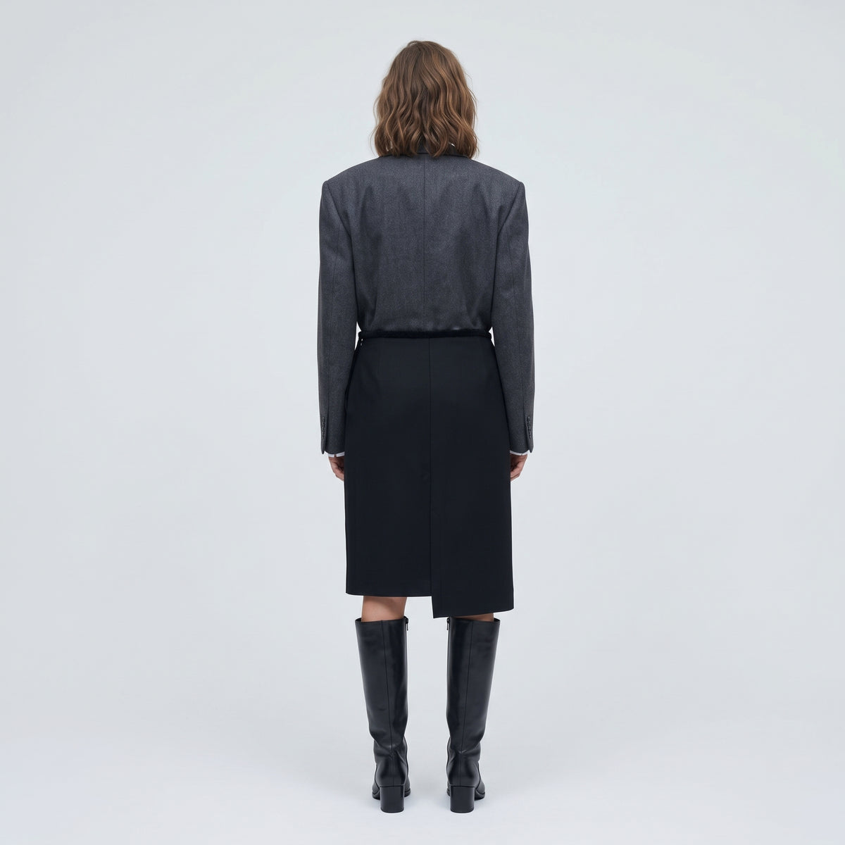 Asymmetric Tailored Black Skirt