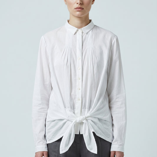 Elegant Tie-Front Cotton Shirt