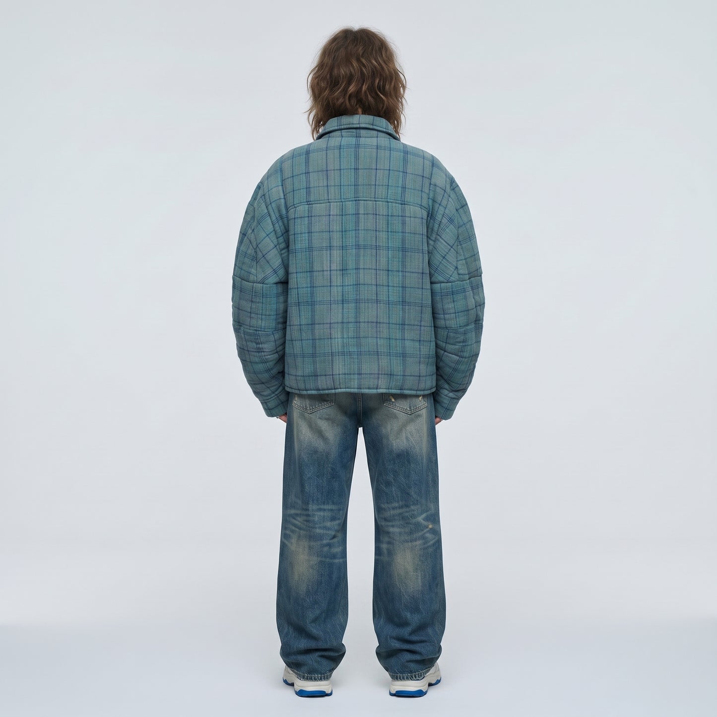 Quilted Plaid Button-Down Jacket