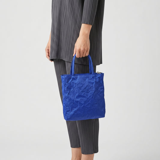 Crinkled Metallic Blue Tote Bag
