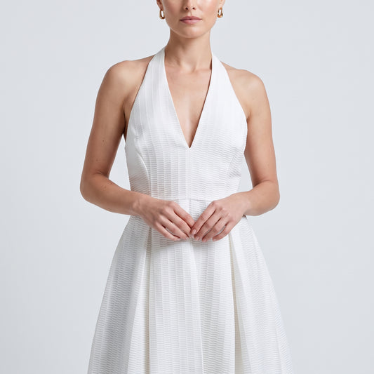 Textured White Halter Dress