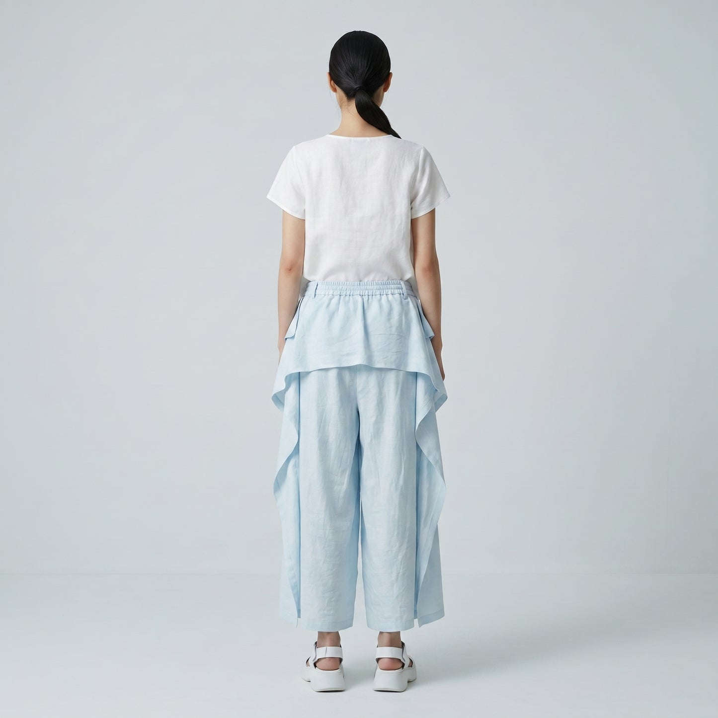 Architectural Draped Light Blue Trousers