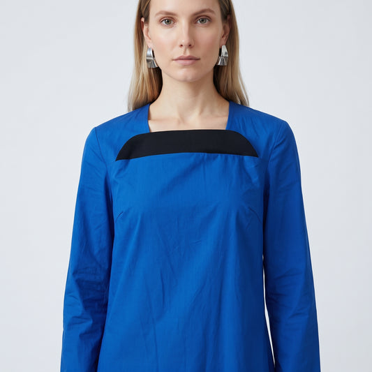 Blue Contrast Detail Long Sleeve