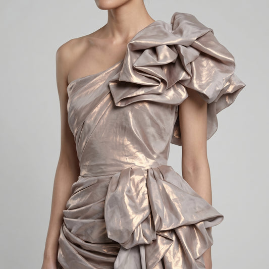 One-Shoulder Metallic Mini Dress