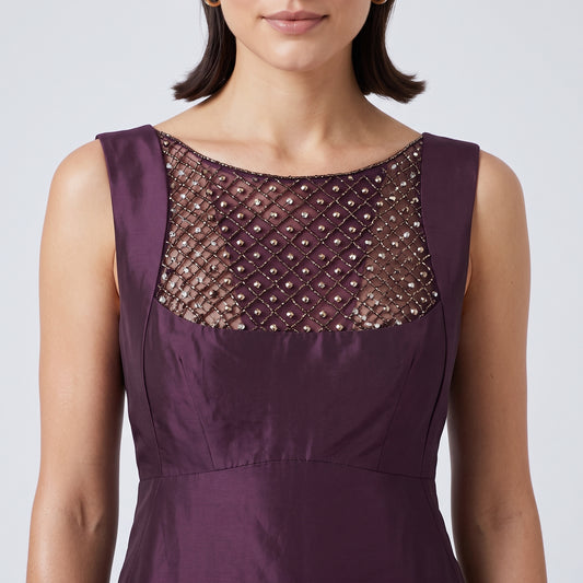 Embroidered Silk Midi Dress