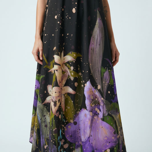 Halter Floral Print Maxi Dress