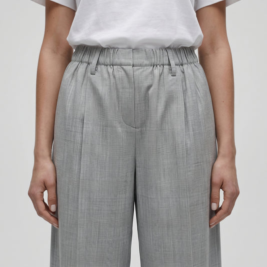 Tailored Wide-Leg Grey Trousers