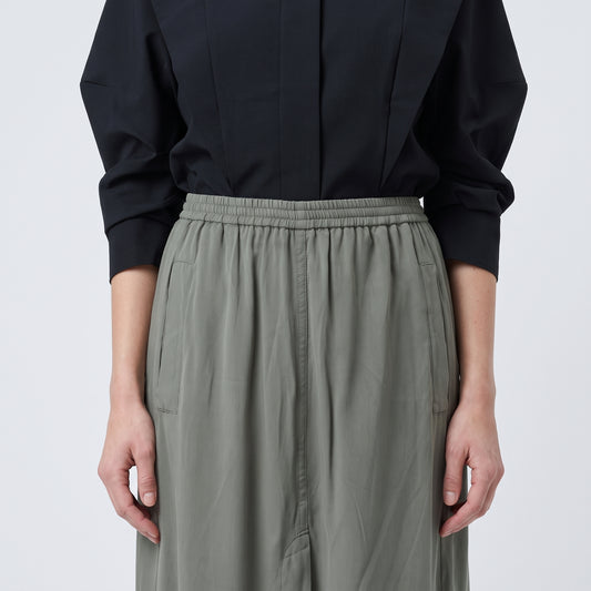 Olive Green Elastic Waist Skirt