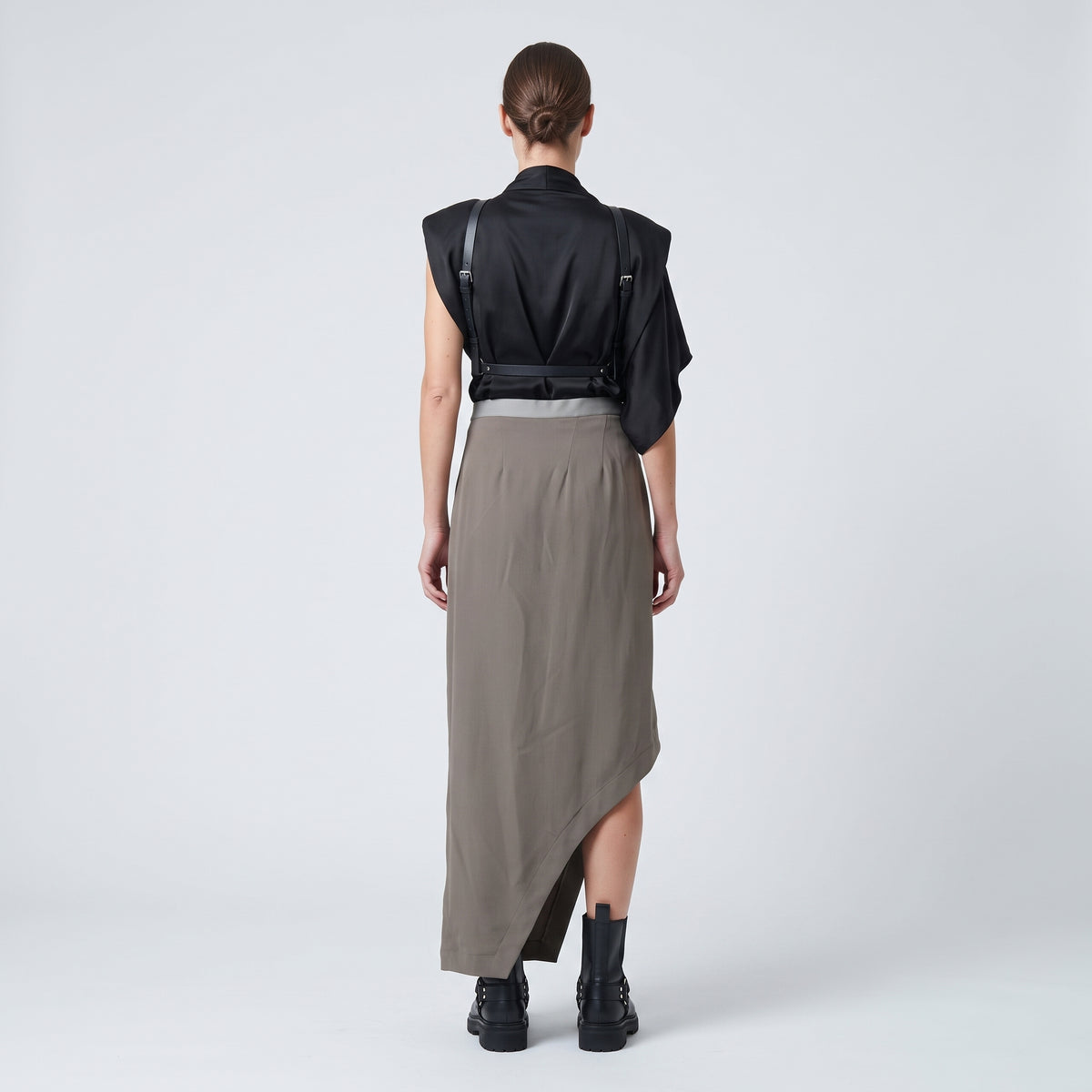 Asymmetric Wrap Midi Skirt