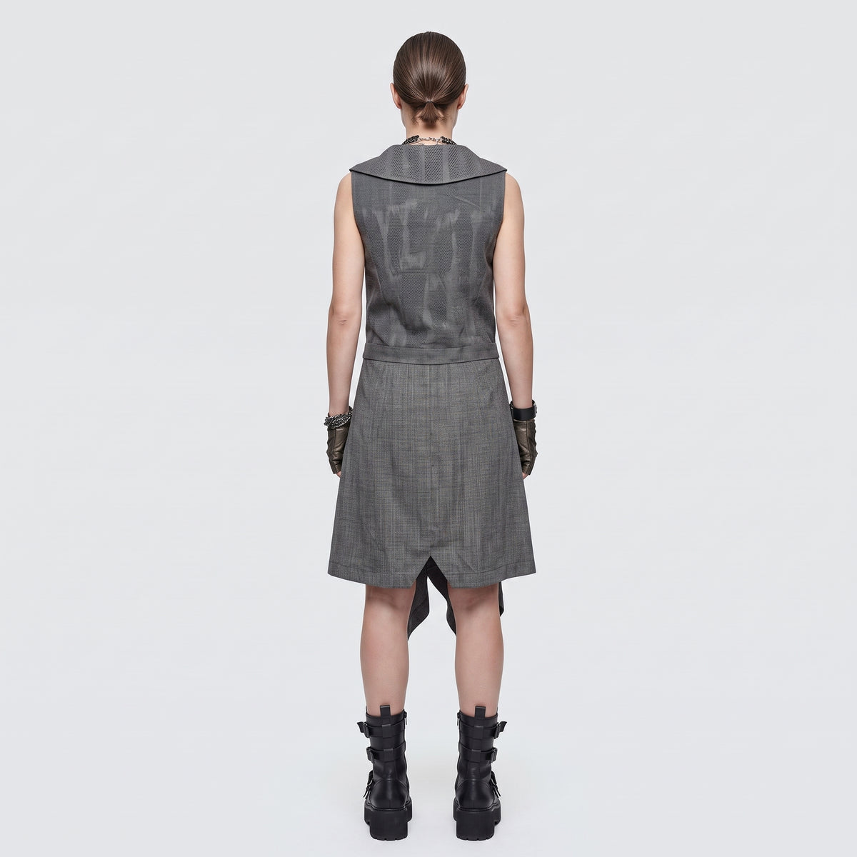 Tailored Zippered Grey Mini Dress