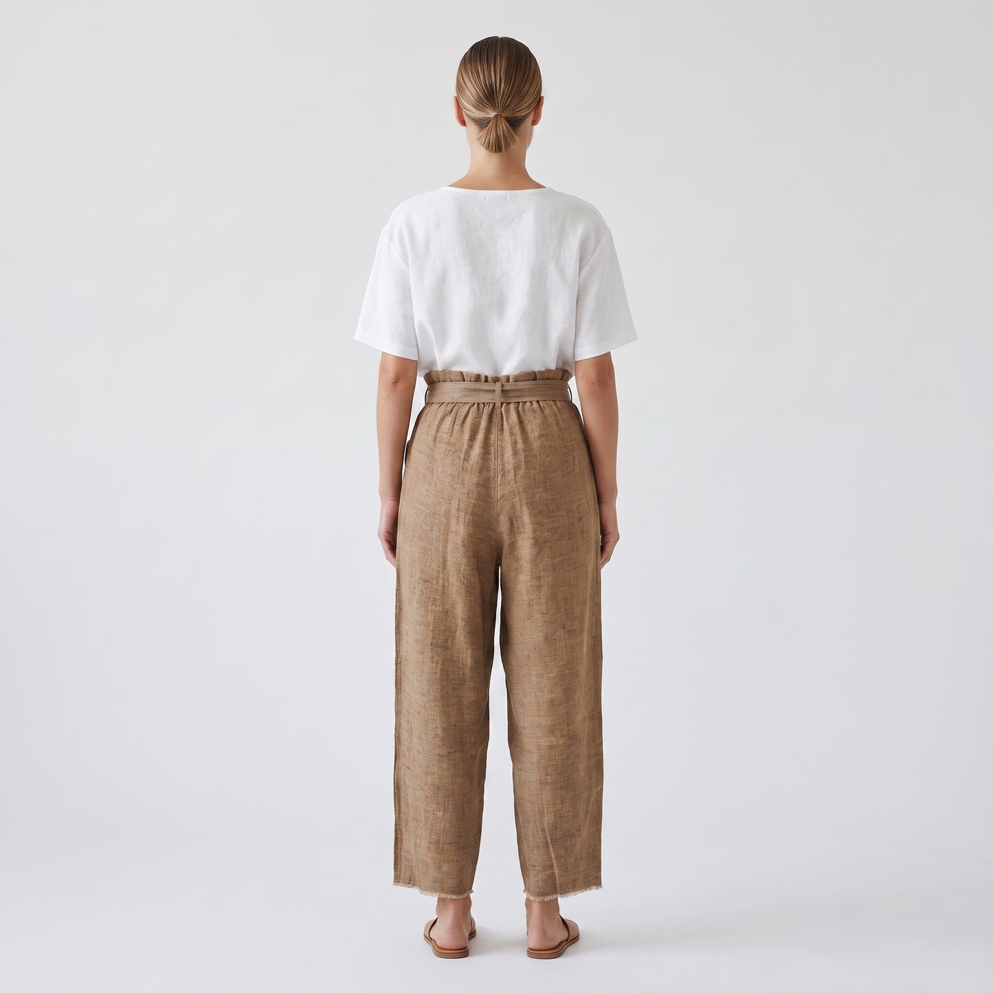 High-Waisted Linen Tie Trousers