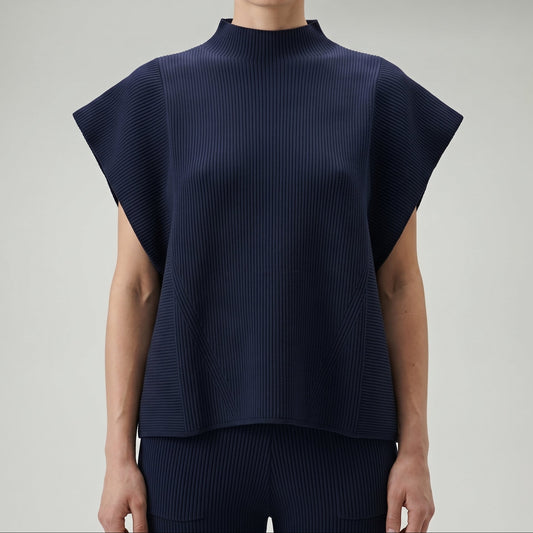 Ribbed Mock Neck Shell