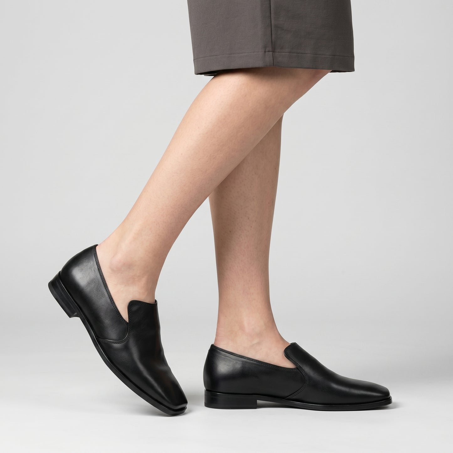 Minimalist Black Leather Loafers