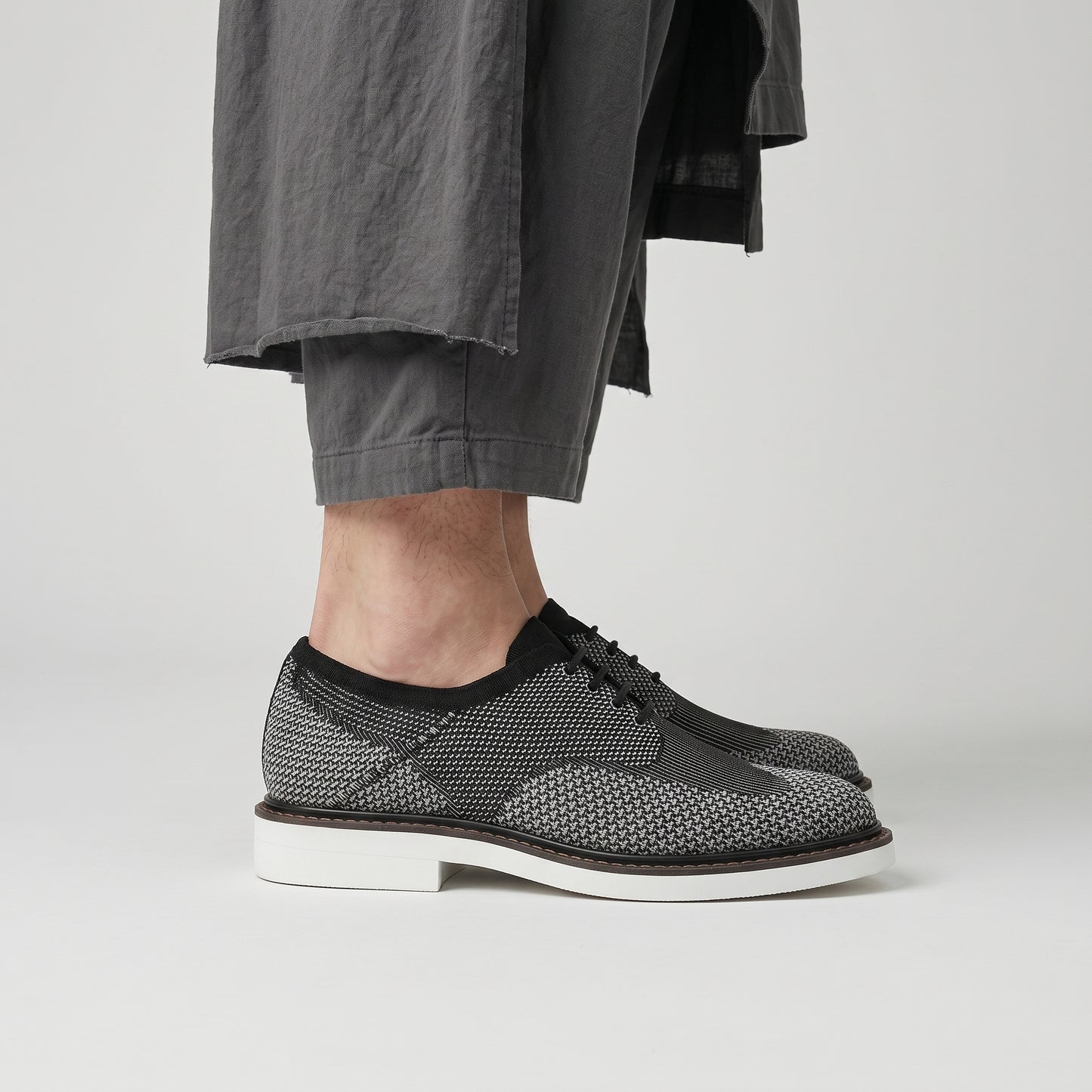 Textured Knit Lace-Up Oxfords
