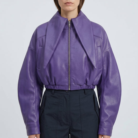 Oversized Purple Leather Jacket