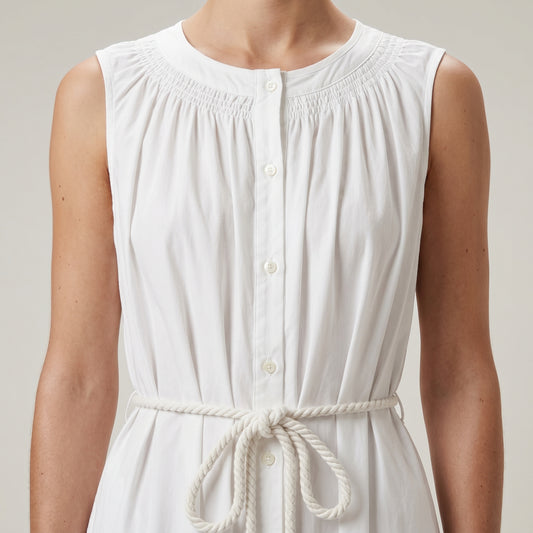 Elegant Sleeveless Cotton Midi Dress