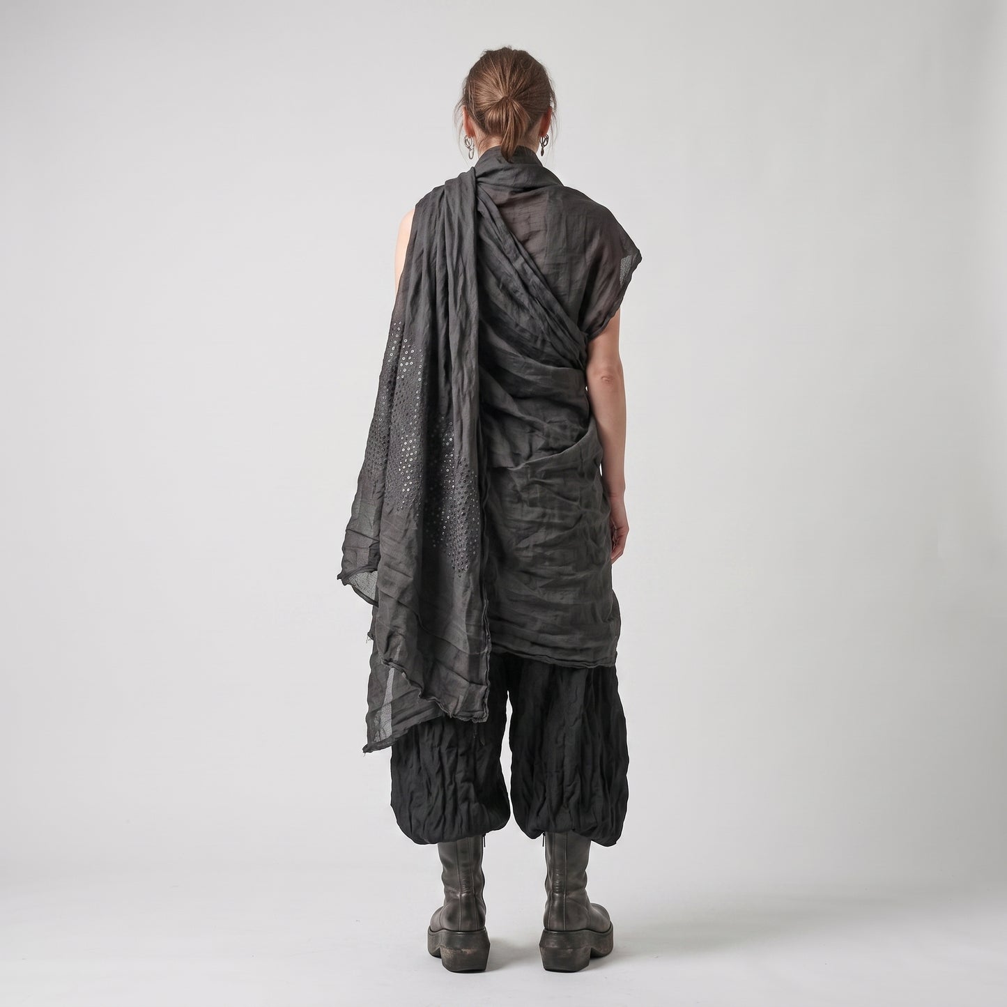 Perforated Lightweight Black Scarf
