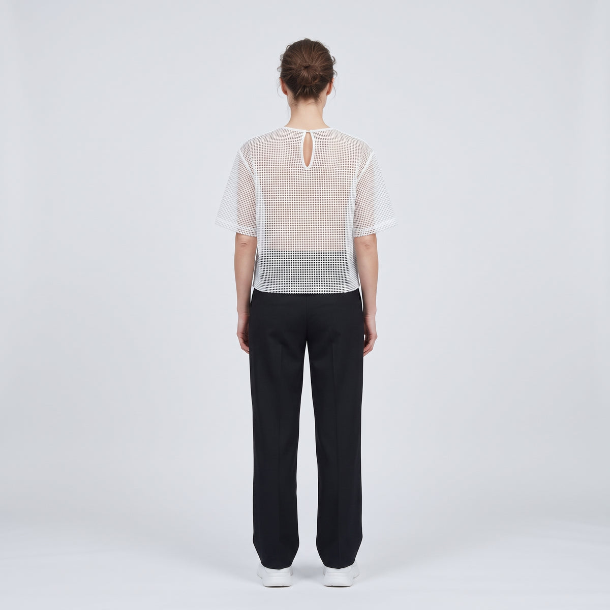 Embroidered Floral Mesh Knit Top