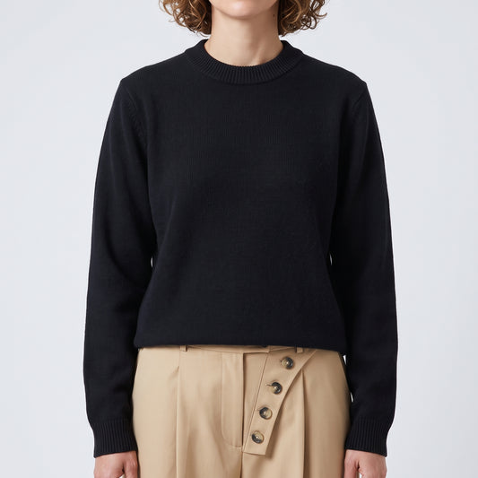 Classic Black Crewneck Knit Sweater