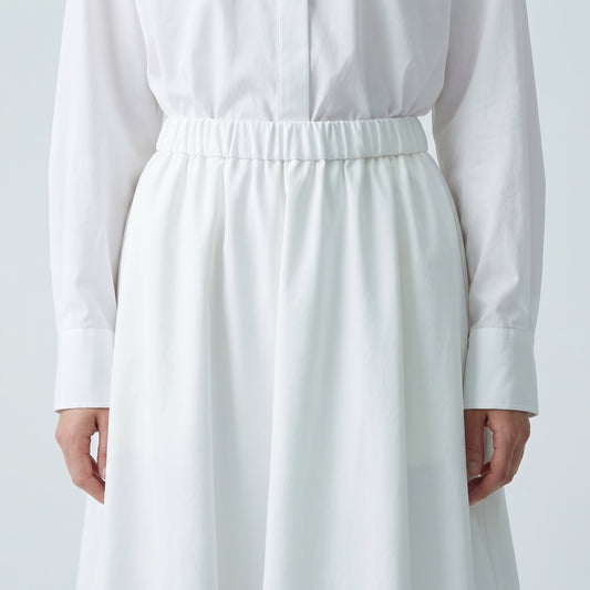 White Balloon Hem Midi Skirt