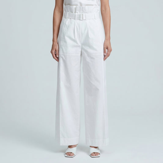Belted High-Waisted Wide-Leg Trousers