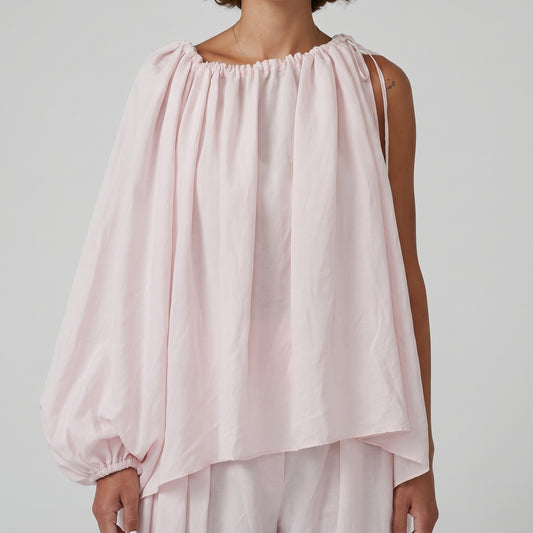Asymmetric One Sleeve Pink Top