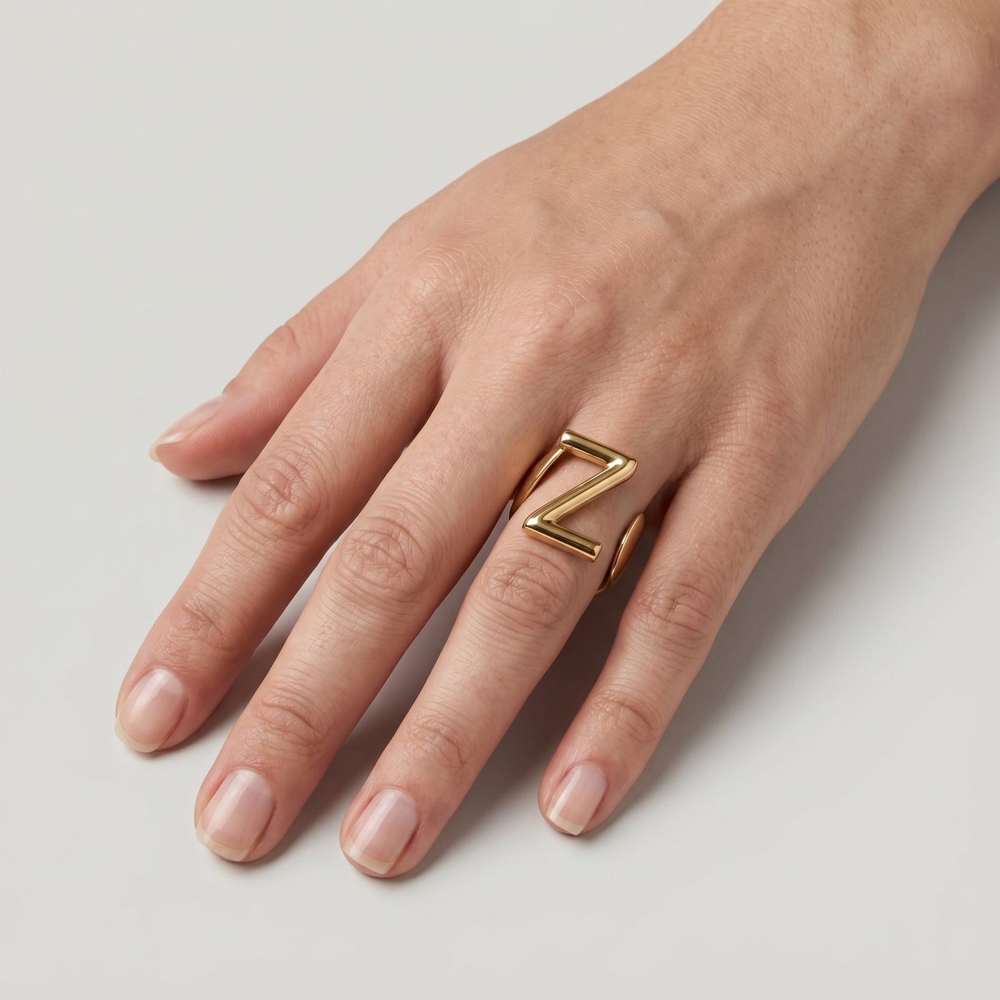 Bold Initial Z Gold Ring