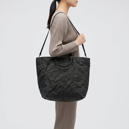 Crinkled Nylon Tote Bag