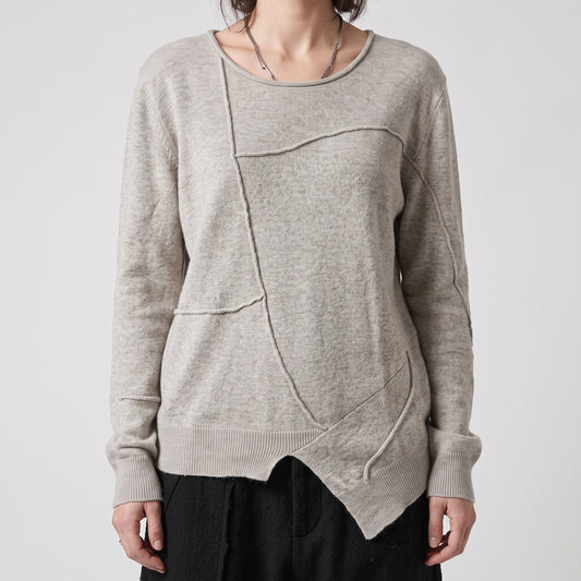 Paneled Asymmetric Knit Sweater