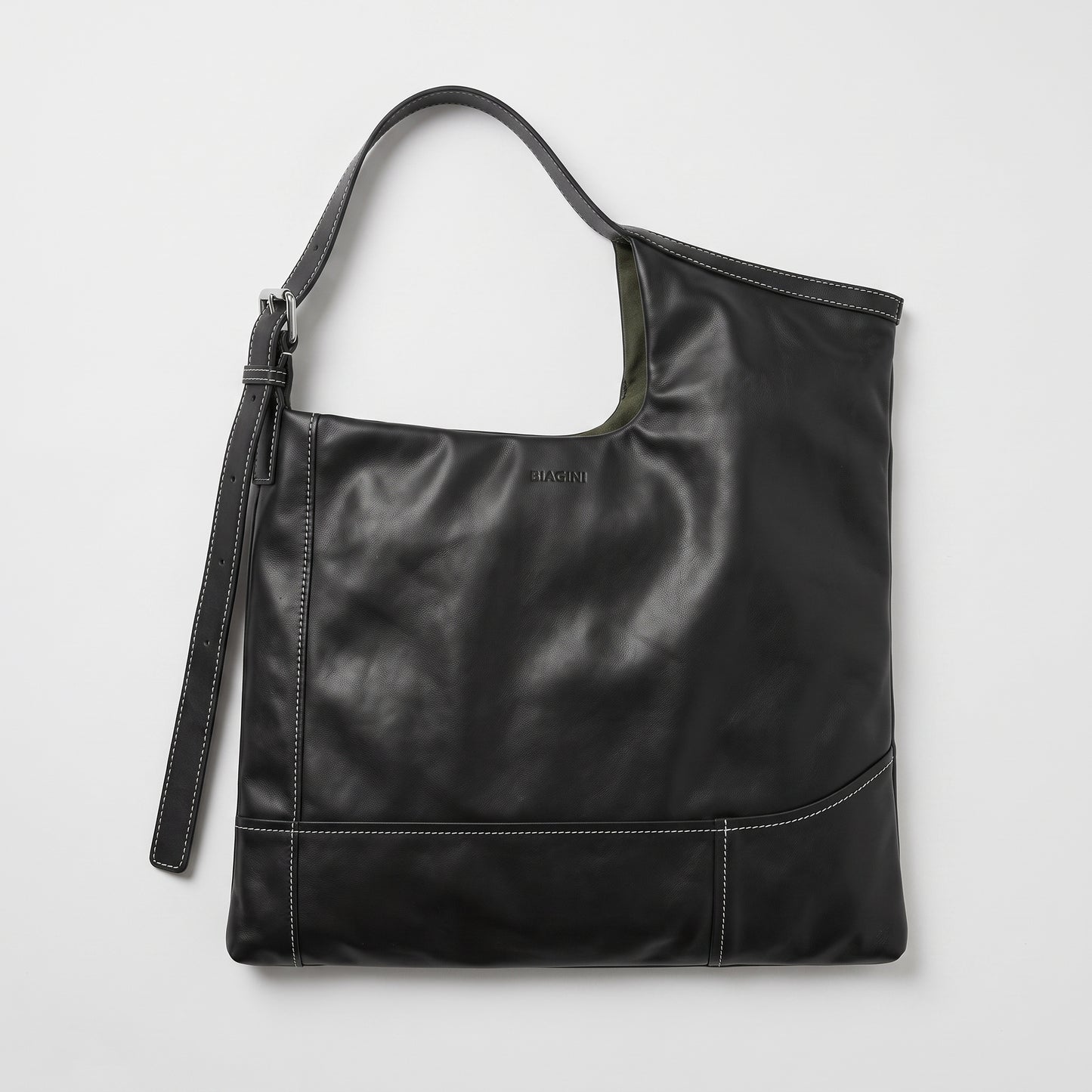 Asymmetrical Leather Shoulder Bag