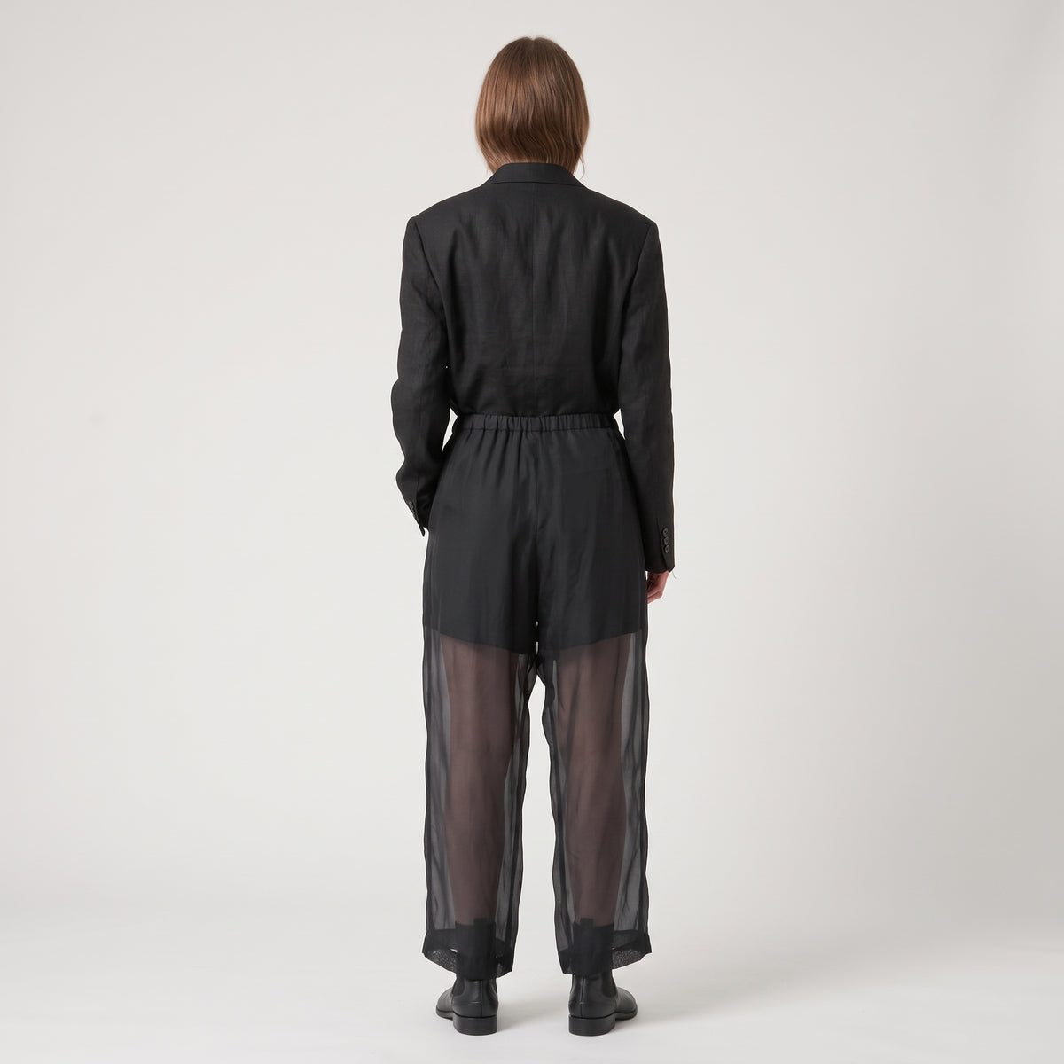 Sheer Layered Wide-Leg Trousers