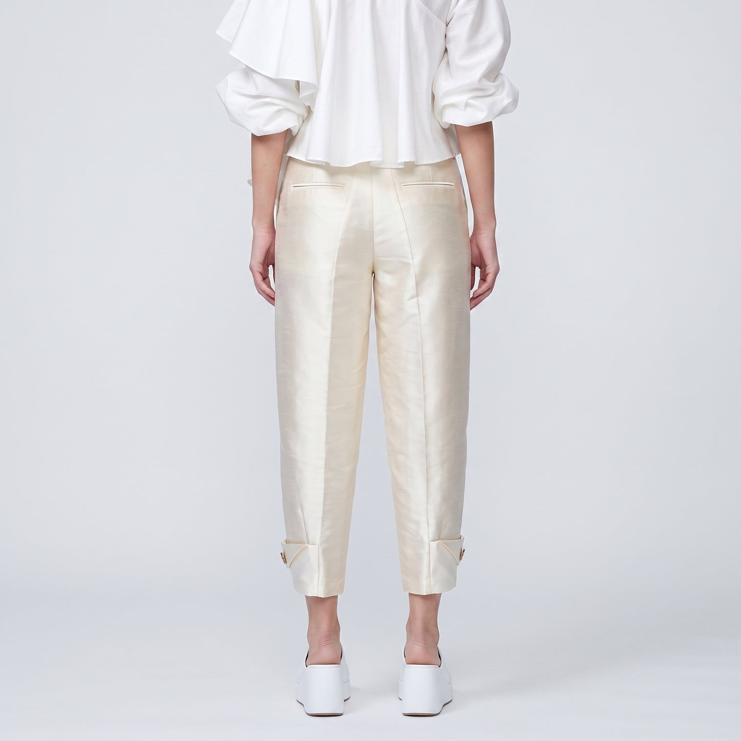 Tailored High-Waisted Silk Trousers