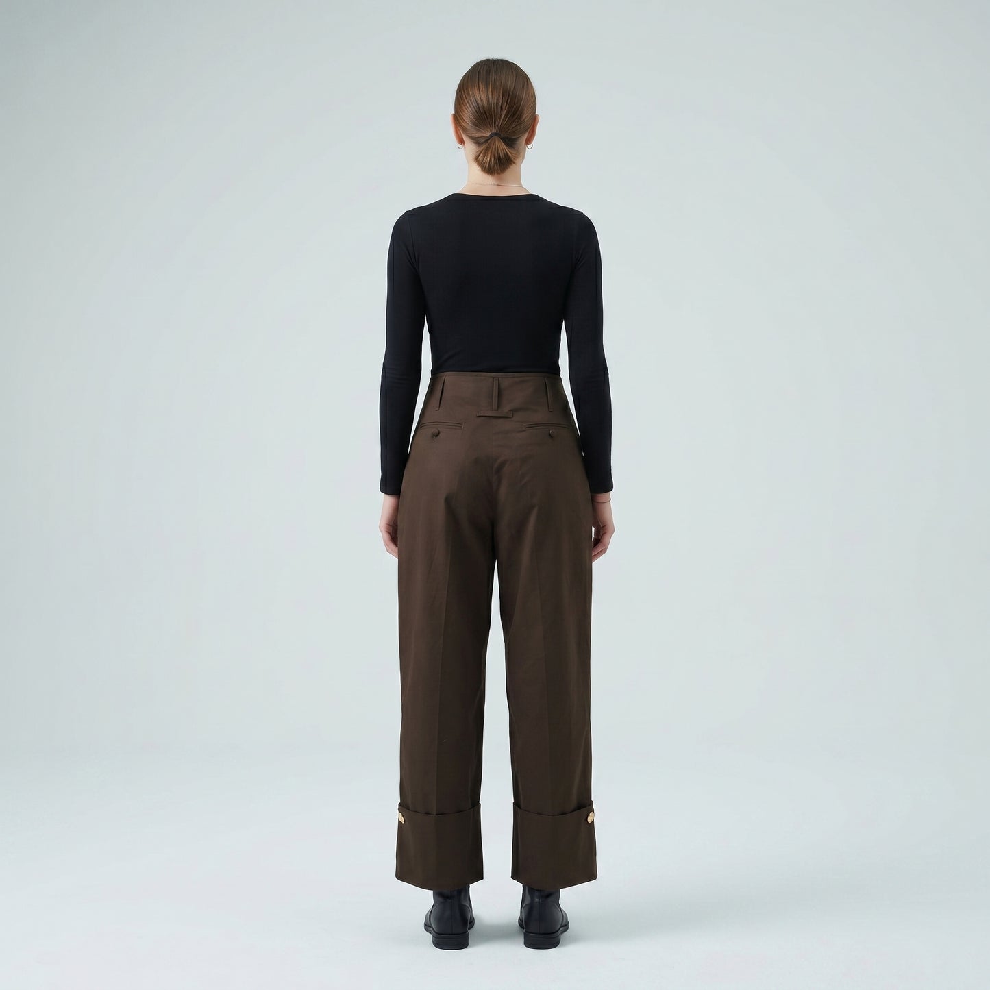 Tailored High-Waisted Cuffed Trousers