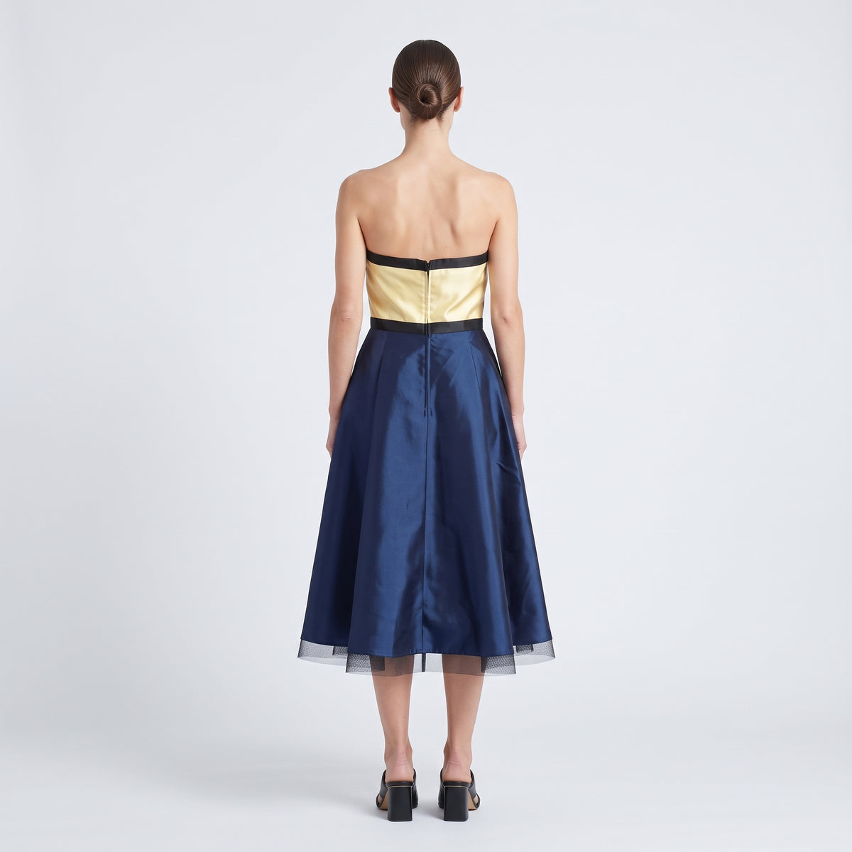 Colorblocked Strapless A-Line Dress
