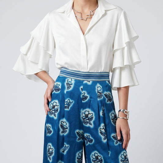 Floral Print Wide Leg Trousers