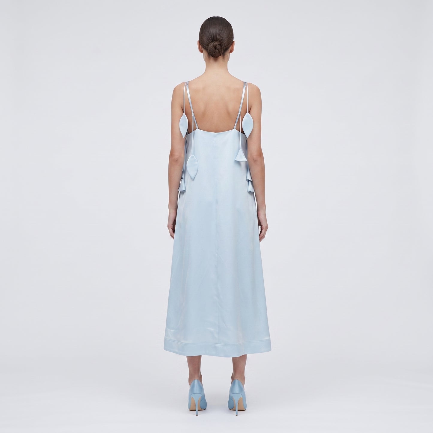 Satin Leaf Detail Slip Dress