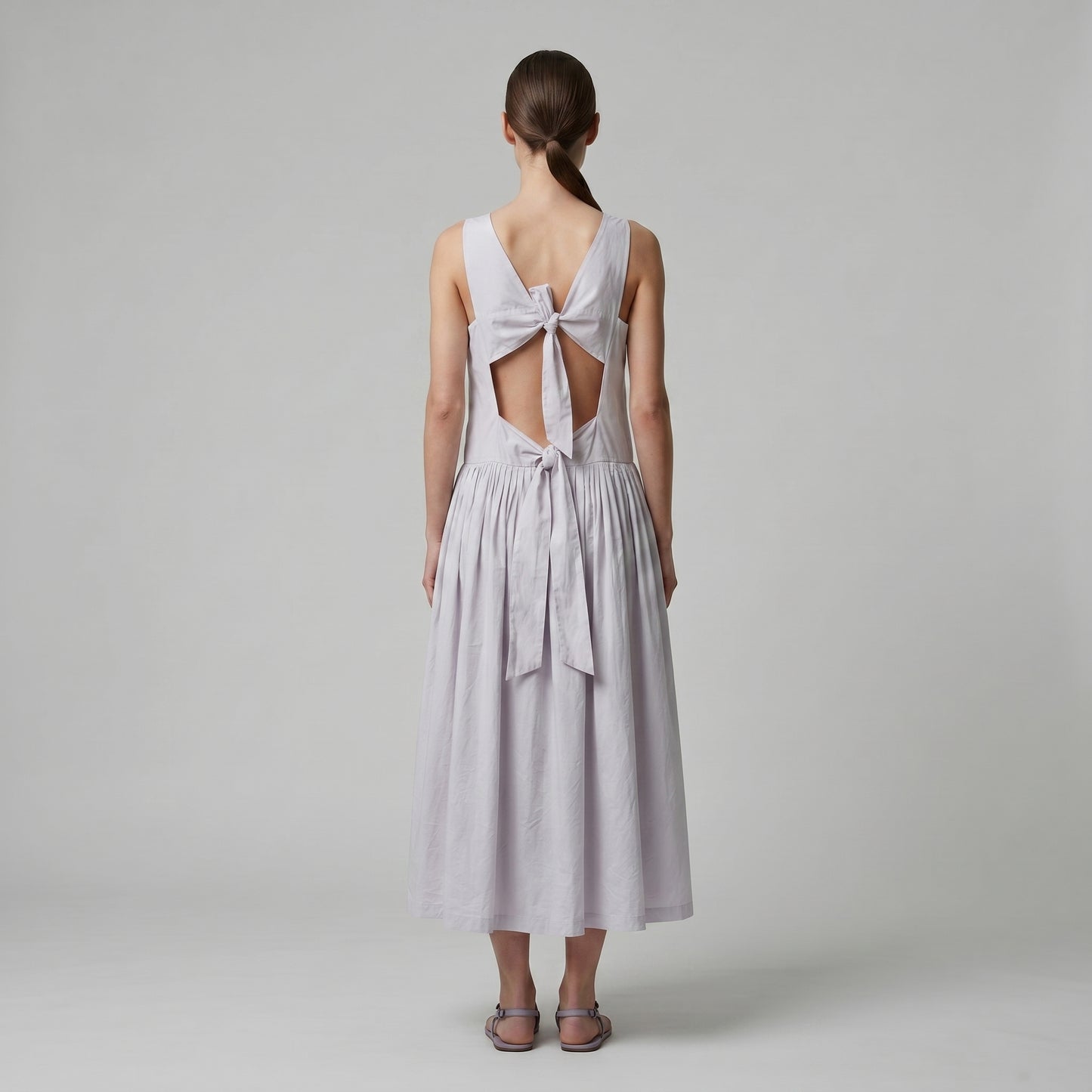 Minimalist Sleeveless Cotton Midi Dress