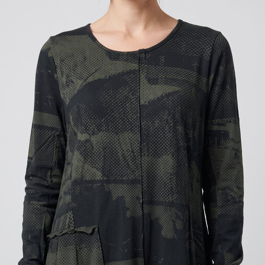Abstract Print Long Sleeve Dress
