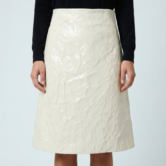 Crinkled Patent A Line Skirt