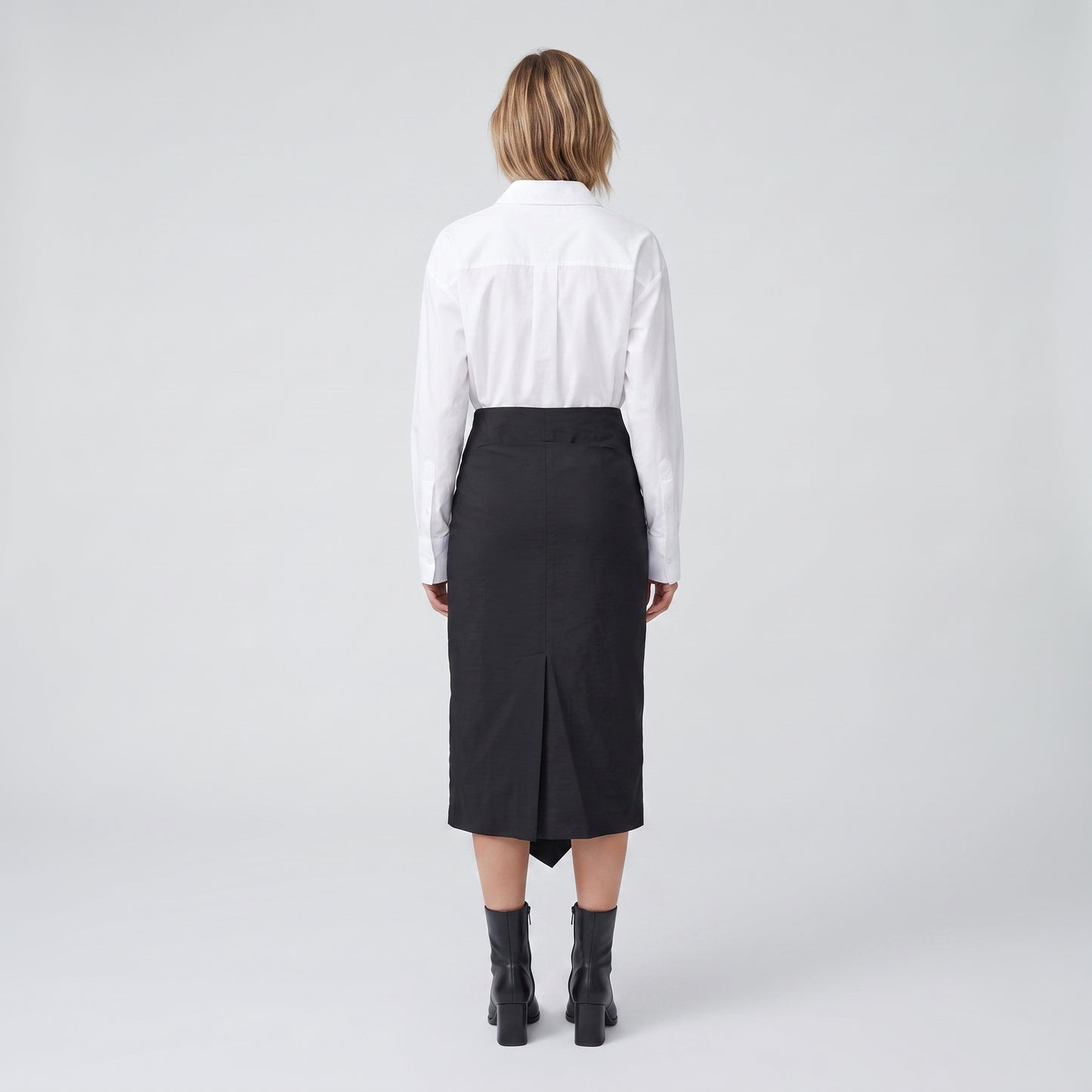 Black Draped Midi Skirt