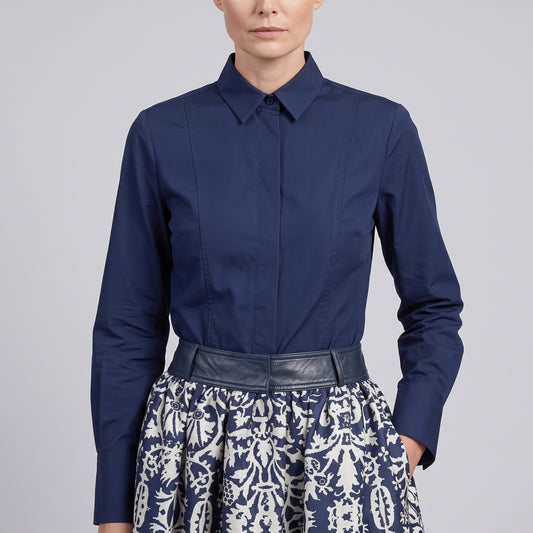 Damask Print Pleated Midi Skirt