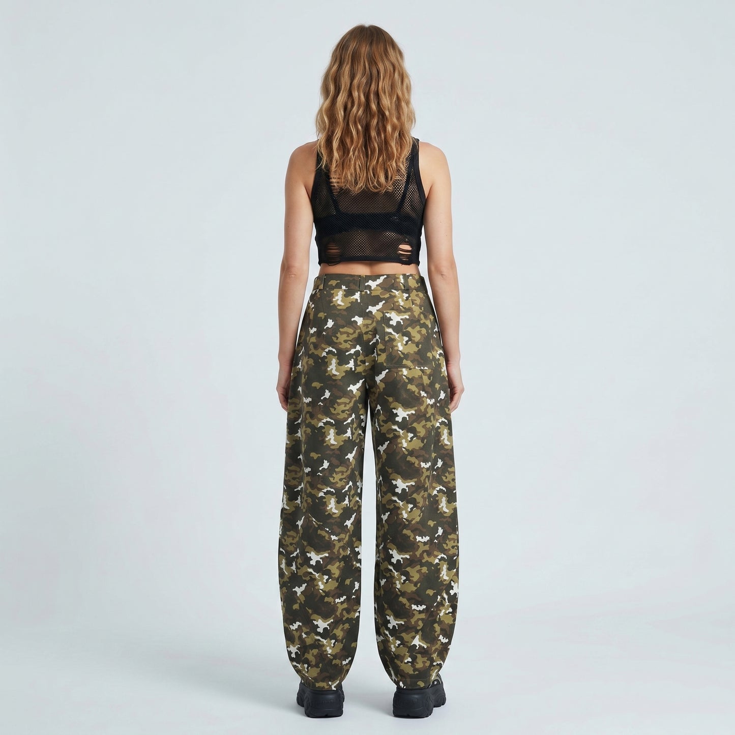 Camo Print Structured Trousers
