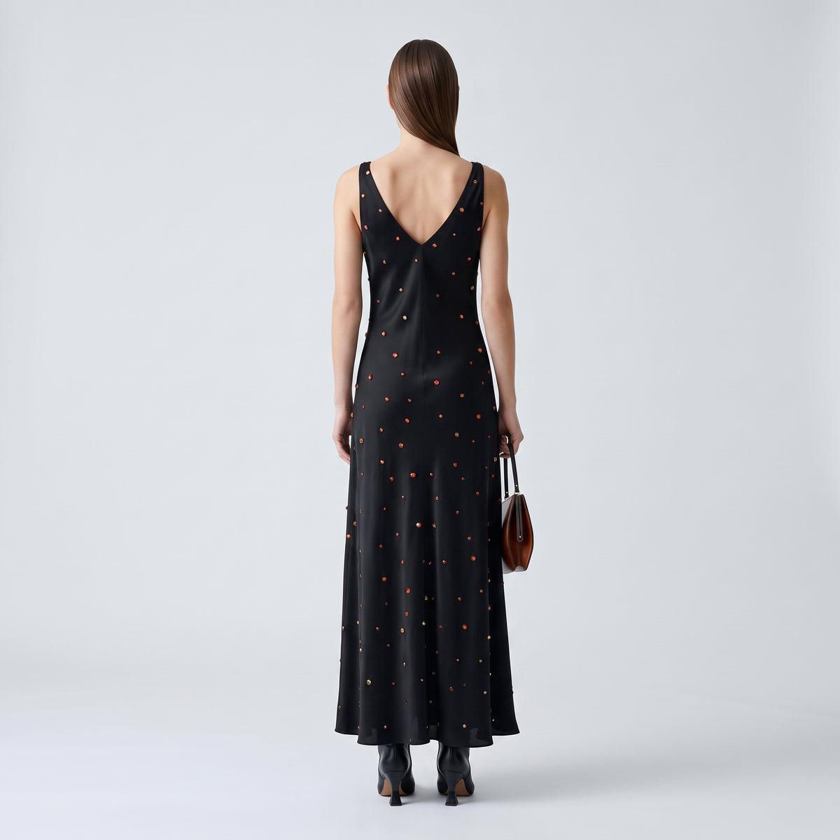 Embellished Silk Midi Slip Dress