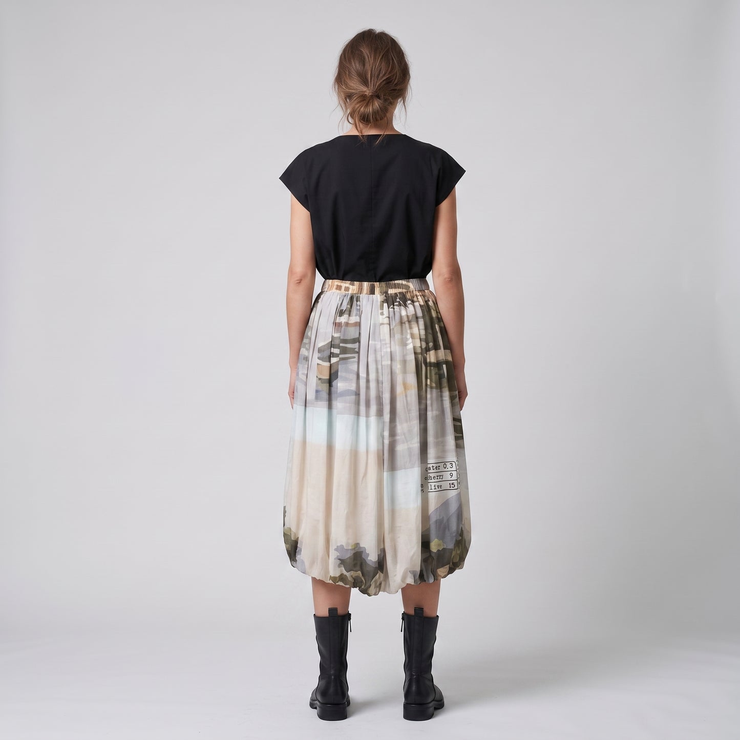 Graphic Print Balloon Hem Skirt