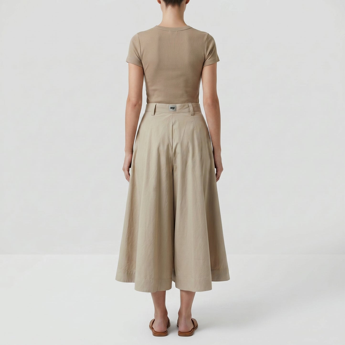Tailored Beige A-Line Skirt